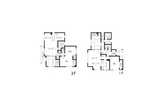 ビフォー図面。２１年前に建てた二世帯住宅をリフォームして3世代が同居した実例。SAWAI建築工房の理想通りのプラン提案に感動して依頼を決めた。階段の位置を変えて自然と互いの気配を感じ、コミュニケーションを取りやすい間取りへと変更。デザインも機能性も優れたリフォーム。プライバシーに配慮した一つも我慢のない住宅。無駄のない動線。