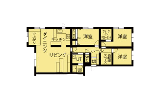 リフォーム後の図面。ひどいカビと結露を室内環境を全面的に改善する札幌のマンションリフォームの実例を紹介。予算はウレタン吹き付け、断熱塗料の施工、Low-Eペアガラスのサッシなどの断熱改修とカビの撤去に。壁を撤去しウォークインクローゼットの上部に開口部を設け居室には２４時間常時湿度センサー付き換気扇。家事動線もスムーズにして空気の流れがよいオープン空間にリフォーム。施工はSAWAI建築工房