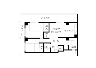 リフォーム前図面・間取り図。札幌の中古リノベーションマンションの事例を紹介。マンションを購入し、SAWAI建築工房にリノベーションを依頼。収納や動線にも細やかな配慮が行き届いたプラン。Ｌ字型キッチン、２方向から光が入るＬＤＫ、工夫で専有面積以上の広さ。内窓は遮音性にも優れた断熱サッシ。交通量が多くても、静かな住まい。
