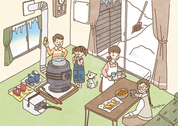 ストーブであぶった、干しいも