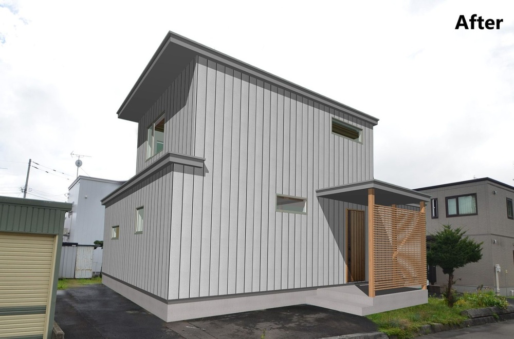 札幌｜中古住宅リノベーション専門店｜アルティザン建築工房の戸建てリノベーション完成見学会_外観Afterイメージ