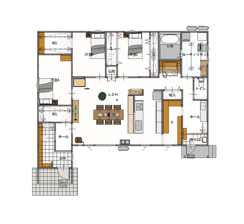札幌｜リノベーション施工会社｜竹内建設リノベーション事業部_2階建ての実家を平屋にリノベーション完成見学会_After図面