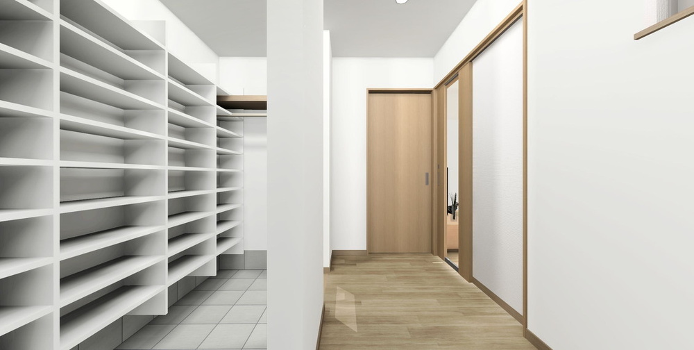 札幌｜リノベーション施工会社｜竹内建設リノベーション事業部_2階建ての実家を平屋にリノベーション完成見学会_玄関イメージ