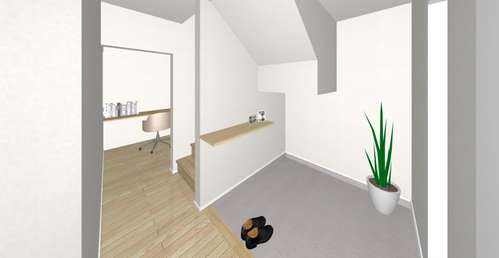 アルティザン建築工房_実家リノベで2世帯住宅完成見学会_玄関と書斎イメージ