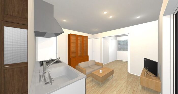 アルティザン建築工房_実家リノベで2世帯住宅完成見学会_1階の親世帯LDKイメージ