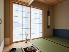 本格茶室のある住まいにリフォーム。すだれ天井に炉は客畳に寄せて切る向切(むこうぎり)